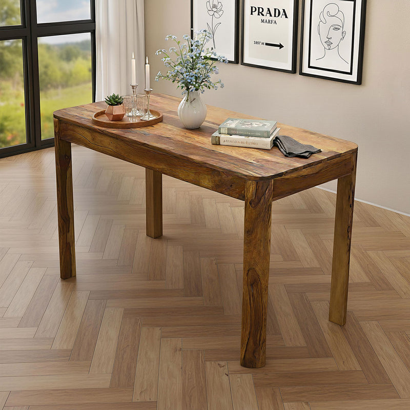 Esstisch Sheesham Massivholz 120cm, Küchentisch für 6 Personen