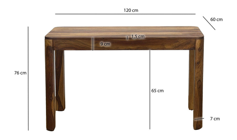 Esstisch Sheesham Massivholz 120cm, Küchentisch für 6 Personen