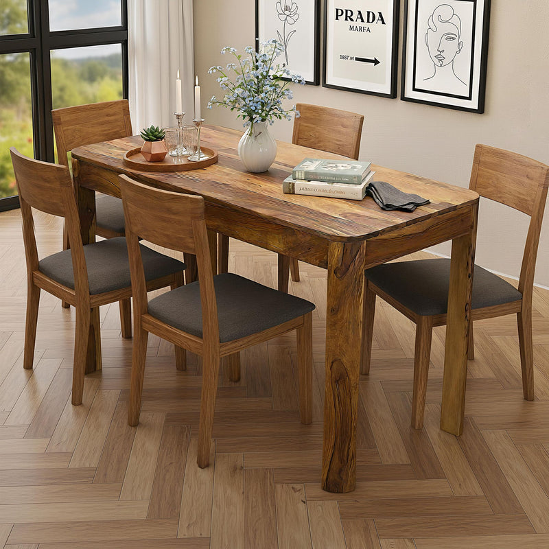 Esstisch Sheesham Massivholz 120cm, Küchentisch für 6 Personen
