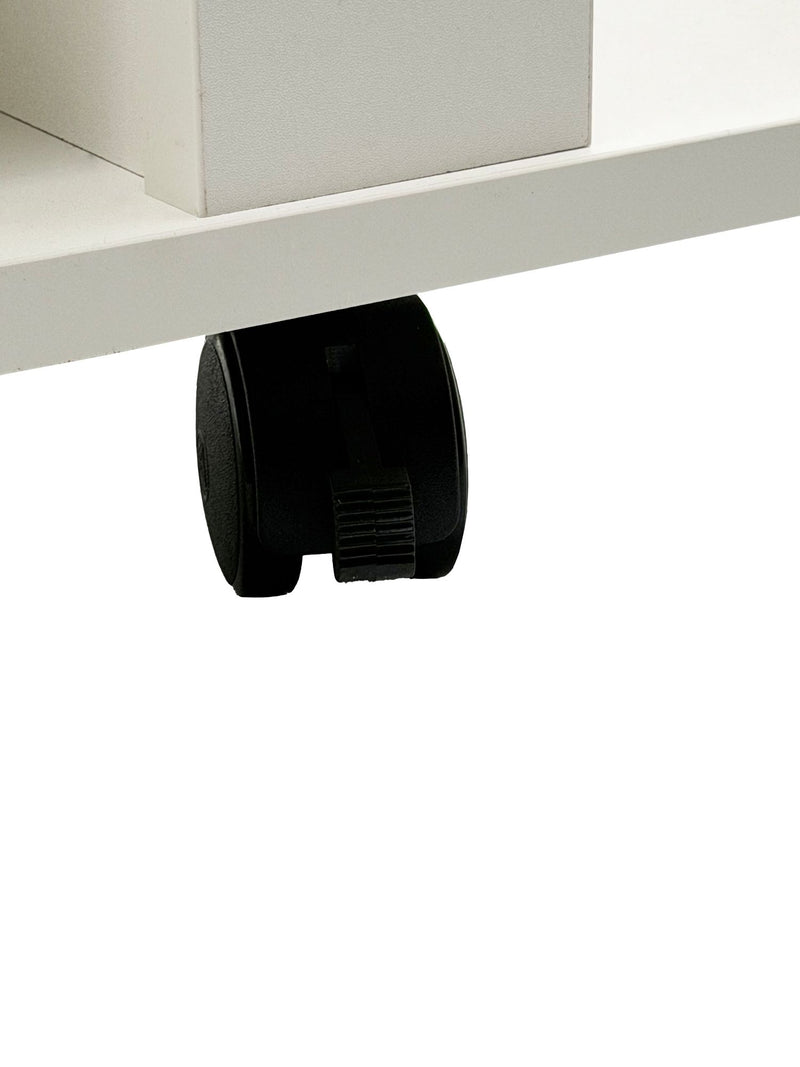 TV Lowboard Weiß 78 cm mit drehbarer Platte und Rollen von Wohnling