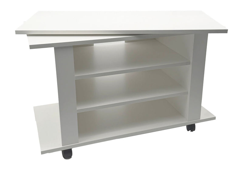 TV Lowboard Weiß 78 cm mit drehbarer Platte und Rollen von Wohnling