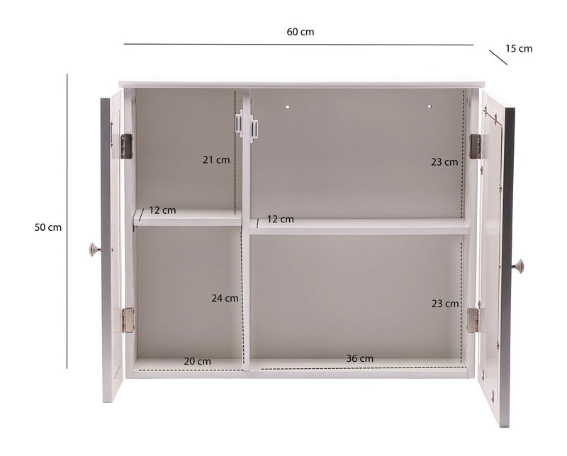 Wohnling Badschrank Spiegelschrank Weiß 60 cm mit Wiener Geflecht