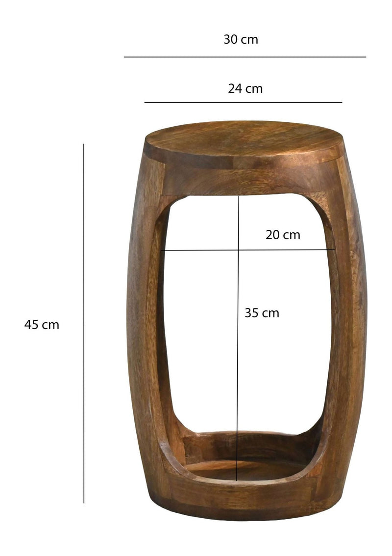 Beistelltisch Mango Massivholz rund 30 cm mit Ablagefach von Wohnling