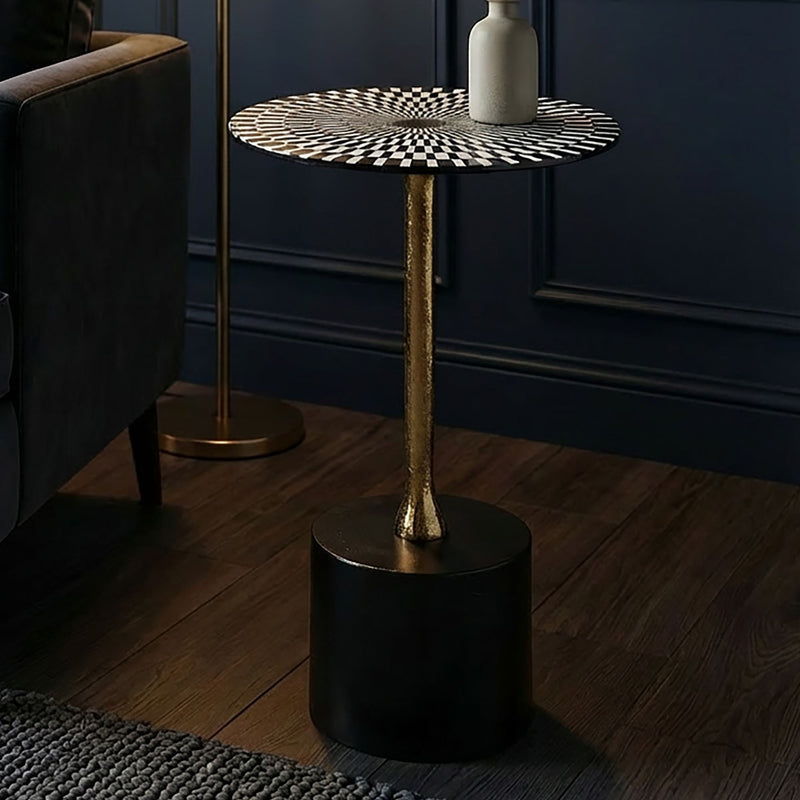 Beistelltisch Op-Art 49cm, Aluminium mit Emaille-Platte, handgefertigt