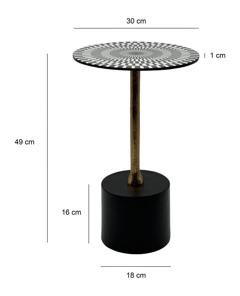 Beistelltisch Op-Art 49cm, Aluminium mit Emaille-Platte, handgefertigt