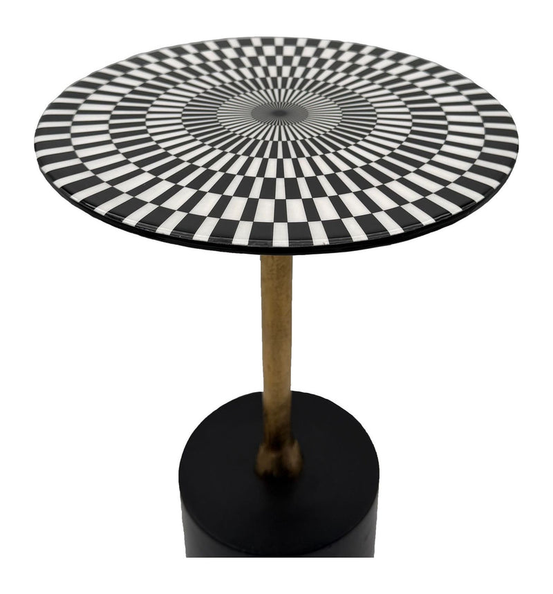 Beistelltisch Op-Art 49cm, Aluminium mit Emaille-Platte, handgefertigt