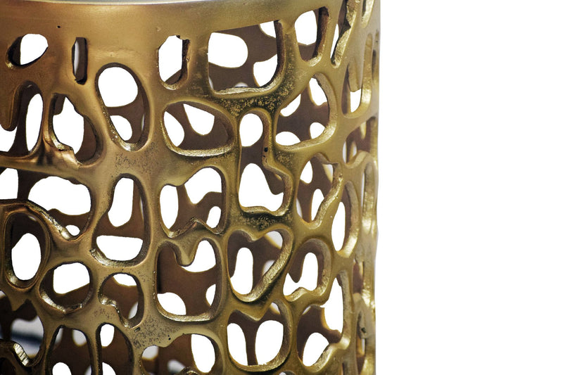 Wohnling Beistelltisch rund aus Marmor und Aluminium in Gold, 30 cm