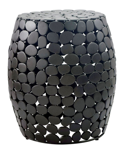Beistelltisch Alu rund 40cm Schwarz mit Anti-Rutsch-Noppen in Gesamtansicht von vorne.