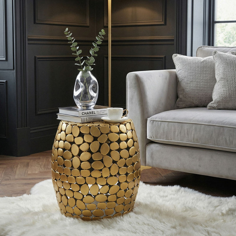 Beistelltisch rund 40 cm aus Aluminium in Gold, Handmade Design