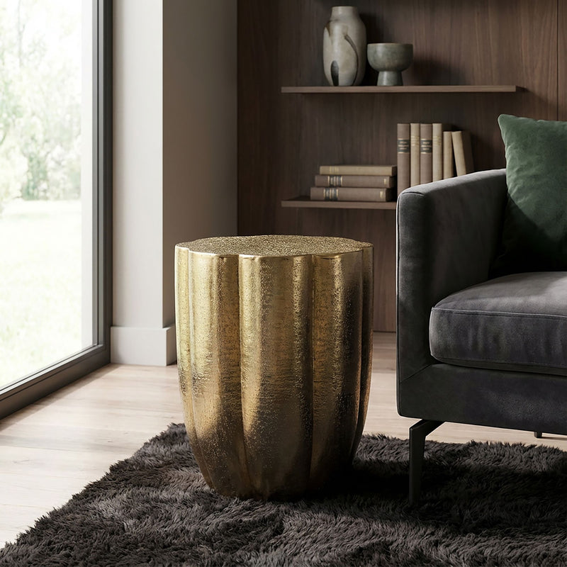 Beistelltisch Aluminium Gold, runder Anstelltisch von Wohnling