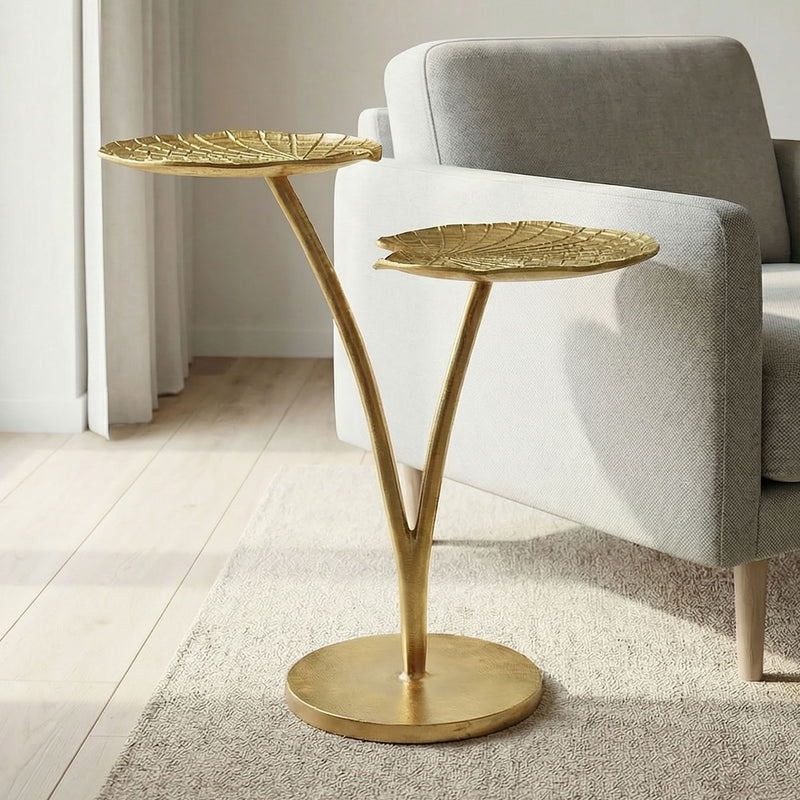 Beistelltisch Seerosenblatt Gold, Wohnling Alu-Tisch für Wohnzimmer