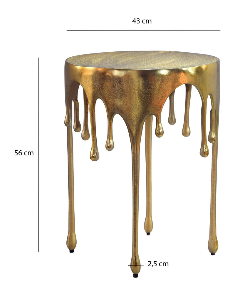 Beistelltisch Gold aus Aluminium mit Tropfen-Design, rund Ø43 cm