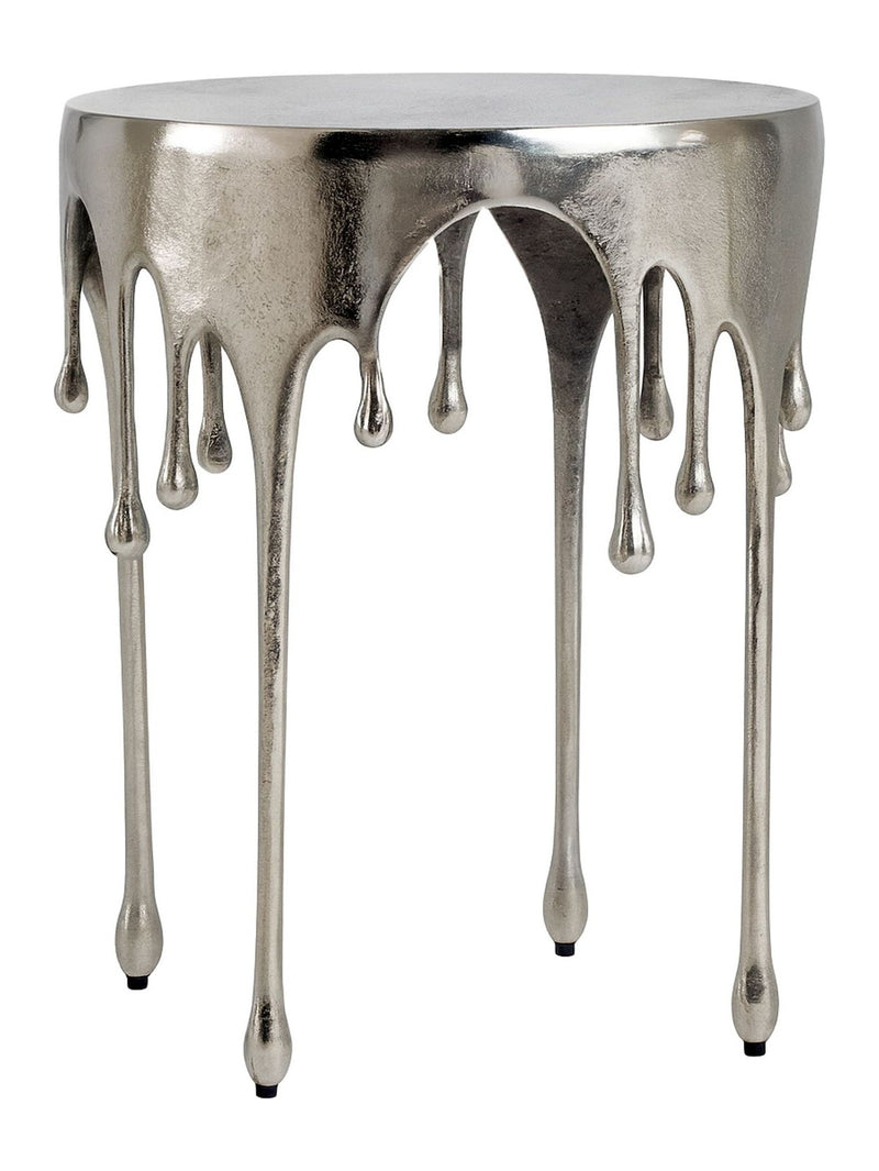 Beistelltisch Silber mit Tropfen-Design aus Aluminium, rund 43 cm