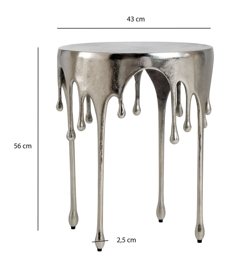 Beistelltisch Silber mit Tropfen-Design aus Aluminium, rund 43 cm