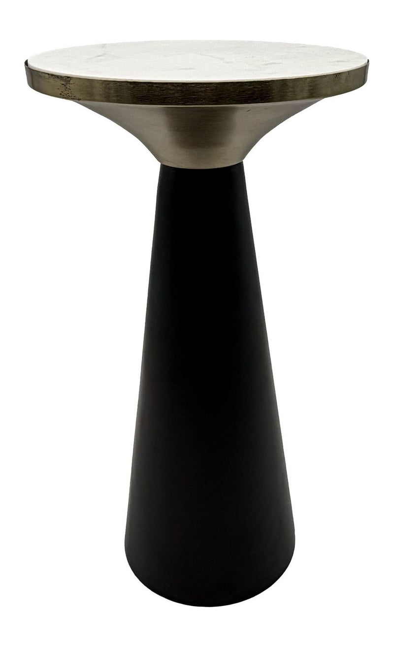 Beistelltisch Marmor & Eisen Schwarz, rund 28 cm, Handmade Unikat