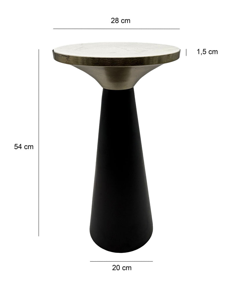 Beistelltisch Marmor & Eisen Schwarz, rund 28 cm, Handmade Unikat