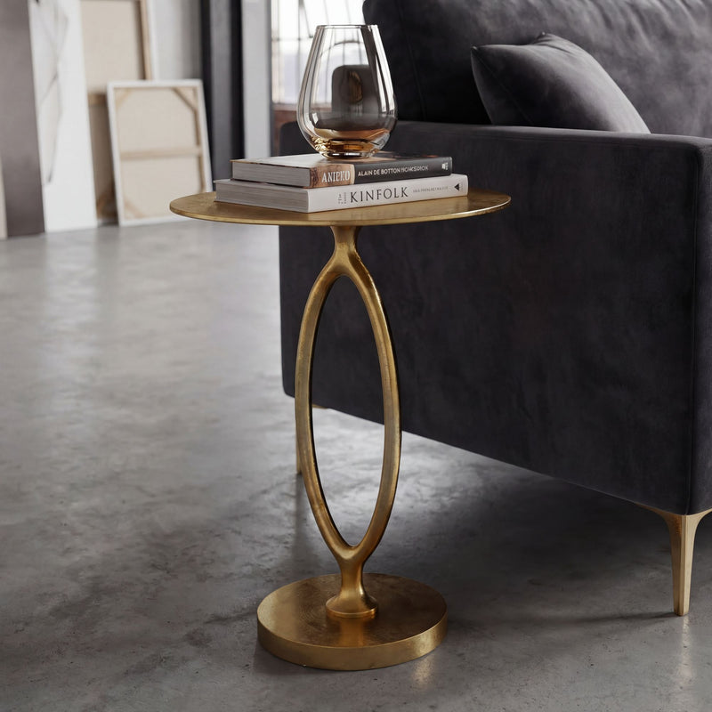 Beistelltisch Aluminium Gold, rund 44 cm – Metalltisch von Wohnling