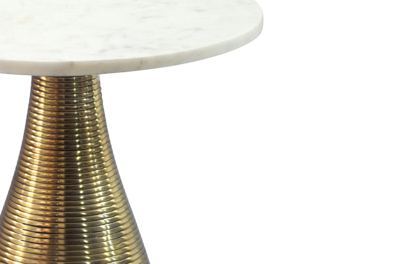 Beistelltisch Marmor Weiß mit goldenem Metallgestell, Ø40 cm