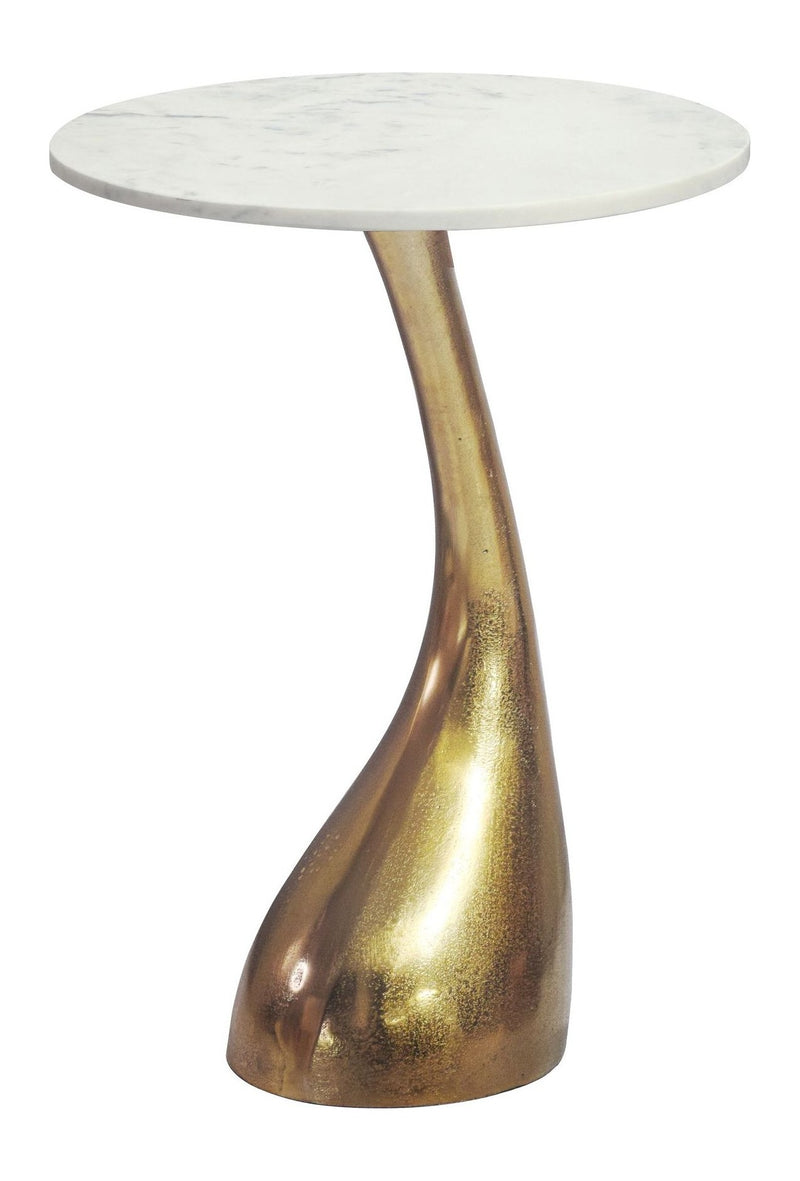 Beistelltisch Gold mit Marmor-Tischplatte, rund 45 cm, Wohnling