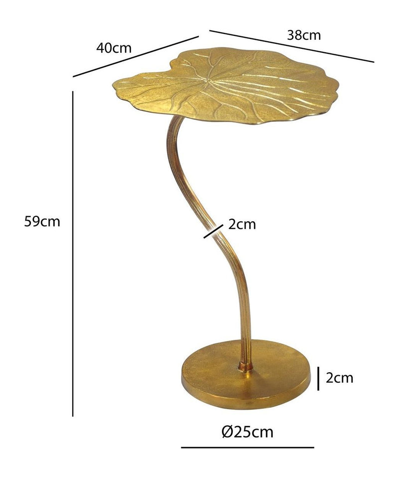 Beistelltisch Blatt-Design Gold 40x38 cm aus Aluminium, Loungetisch