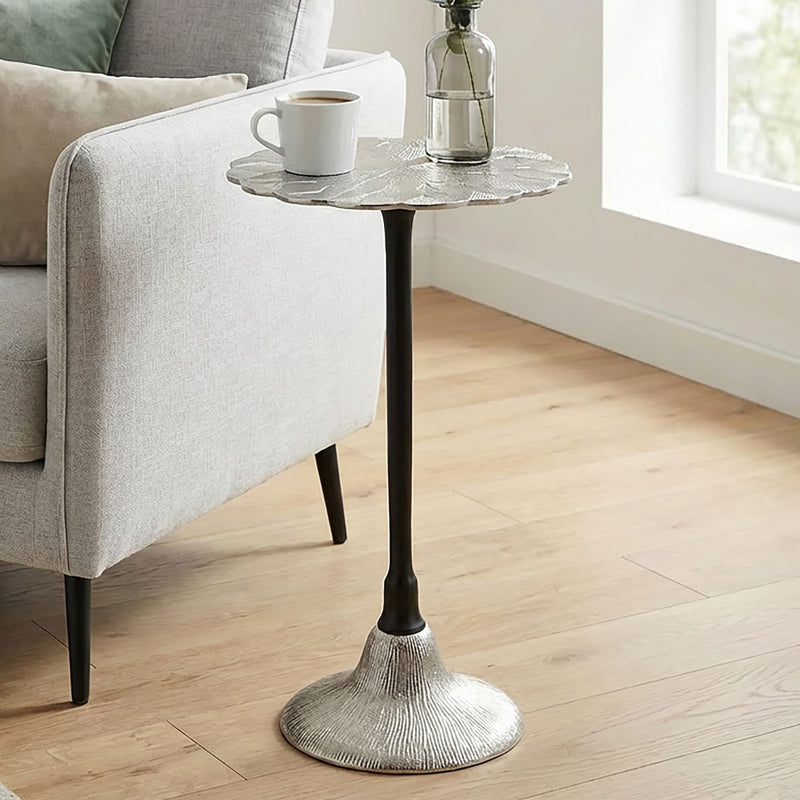 Beistelltisch Aluminium 29 cm, runder Design-Anstelltisch Silber