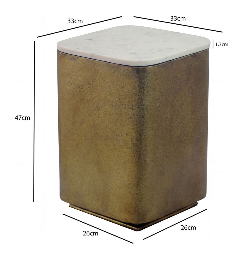 Beistelltisch Marmor Weiß mit Goldgestell 33x33 cm von Wohnling