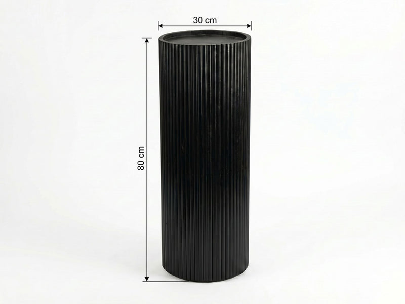 Beistelltisch Dekosäule Akazie Massivholz Schwarz, 80 cm rund