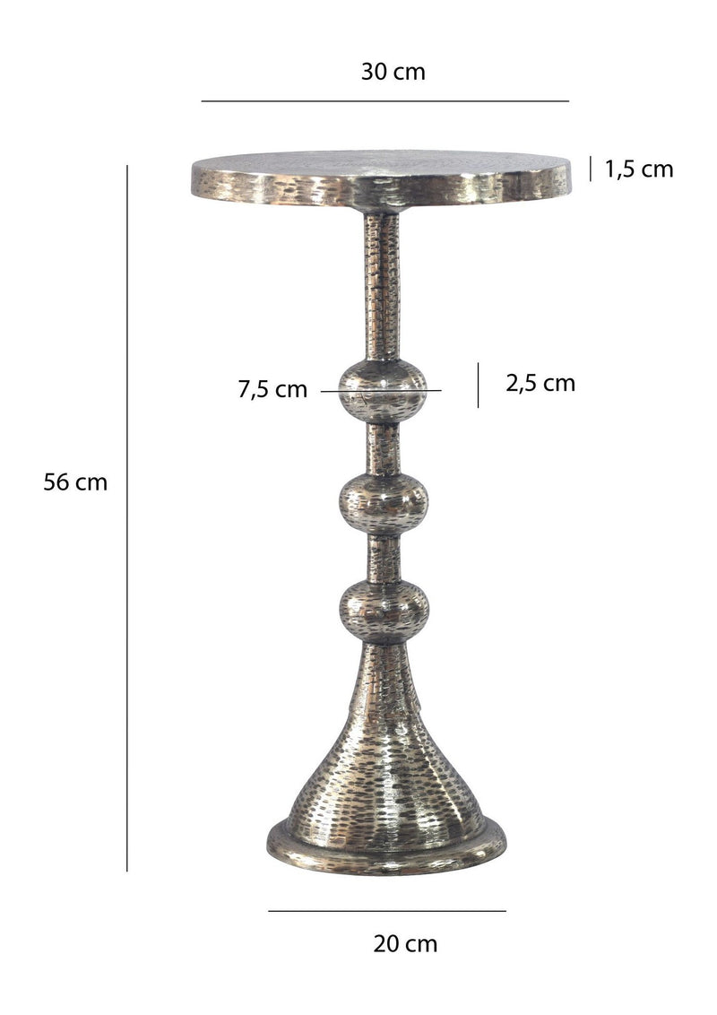 Beistelltisch Aluminium Silber im orientalischen Design, Ø30 cm