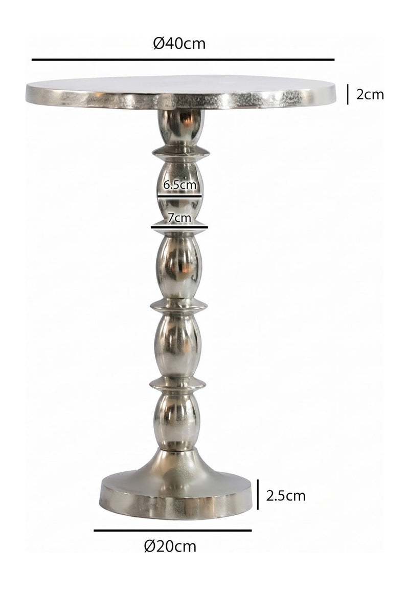 Beistelltisch Silber 40cm Aluminium rund mit Raw-Finish, Wohnzimmer