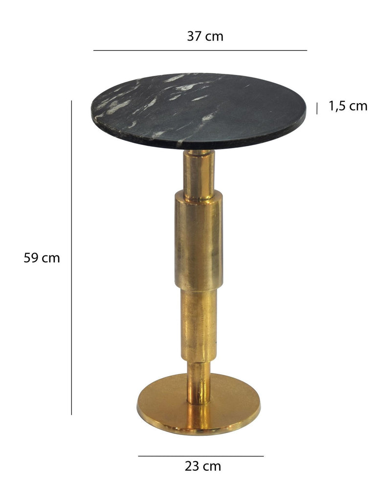 Wohnling Beistelltisch Marmor rund, Schwarz-Gold mit Aluminiumgestell