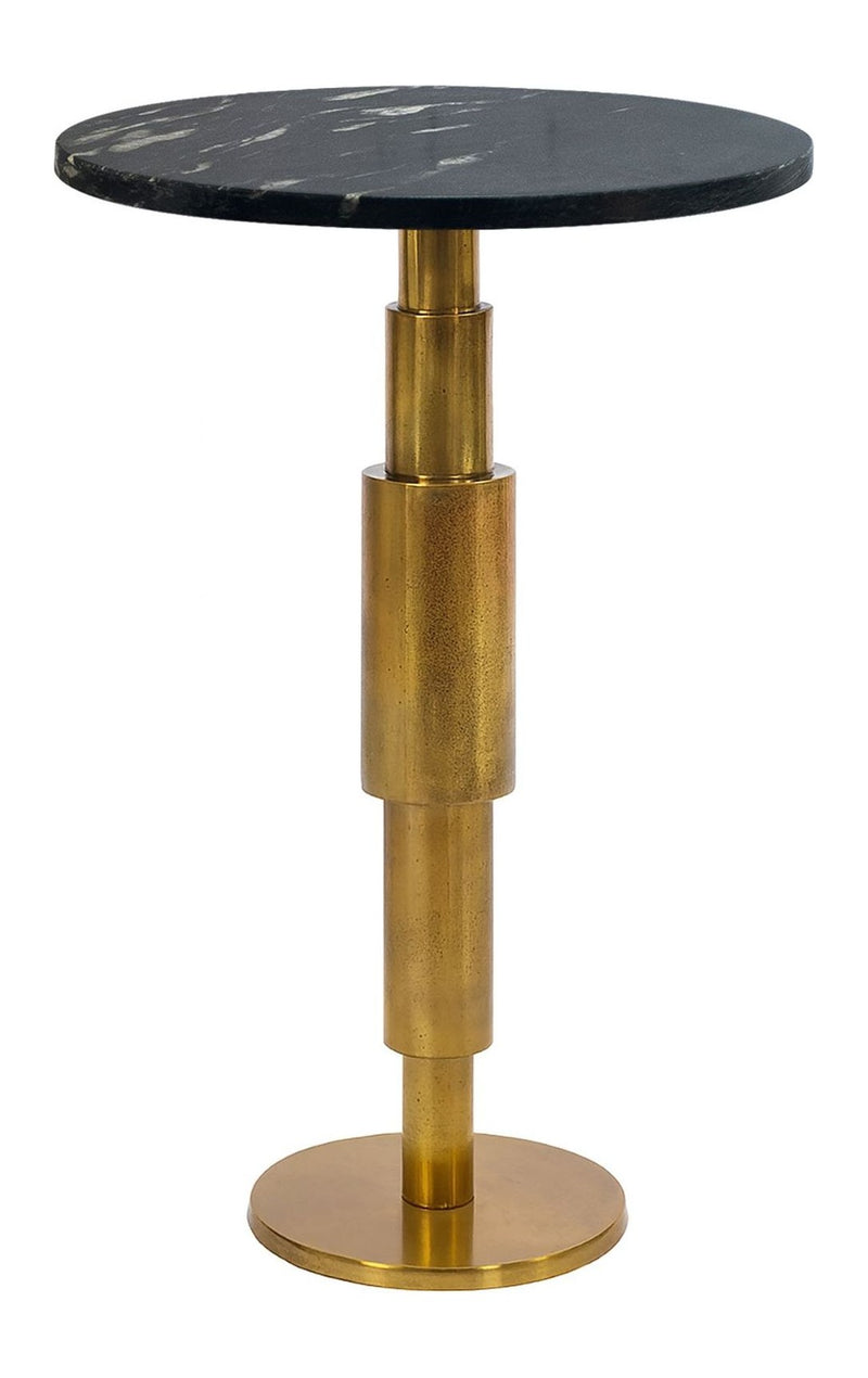 Wohnling Beistelltisch Marmor rund, Schwarz-Gold mit Aluminiumgestell