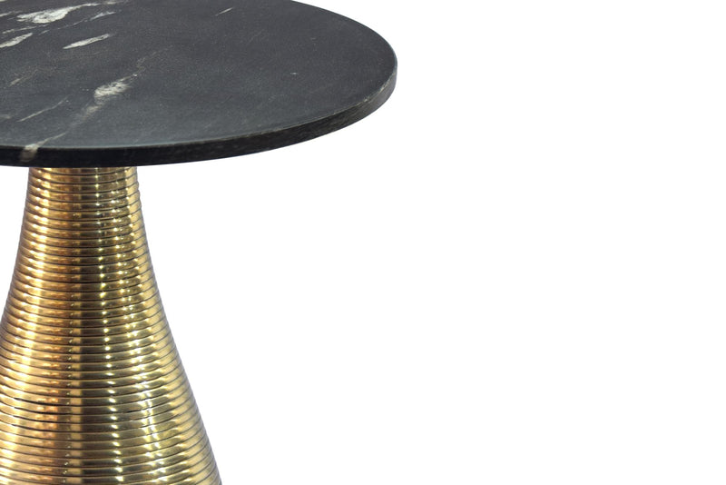 Beistelltisch Rund 40 cm Gold mit Marmorplatte Schwarz von Wohnling