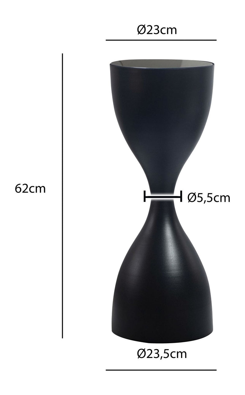 Beistelltisch Schwarz Rund im Sanduhr-Design aus Metall und Glas