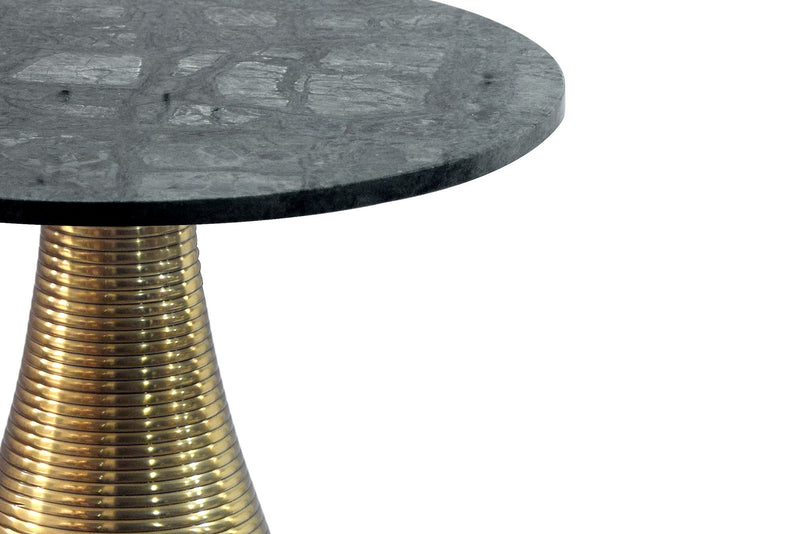 Beistelltisch Rund Ø40 cm aus Marmor Grün mit goldenem Metallgestell