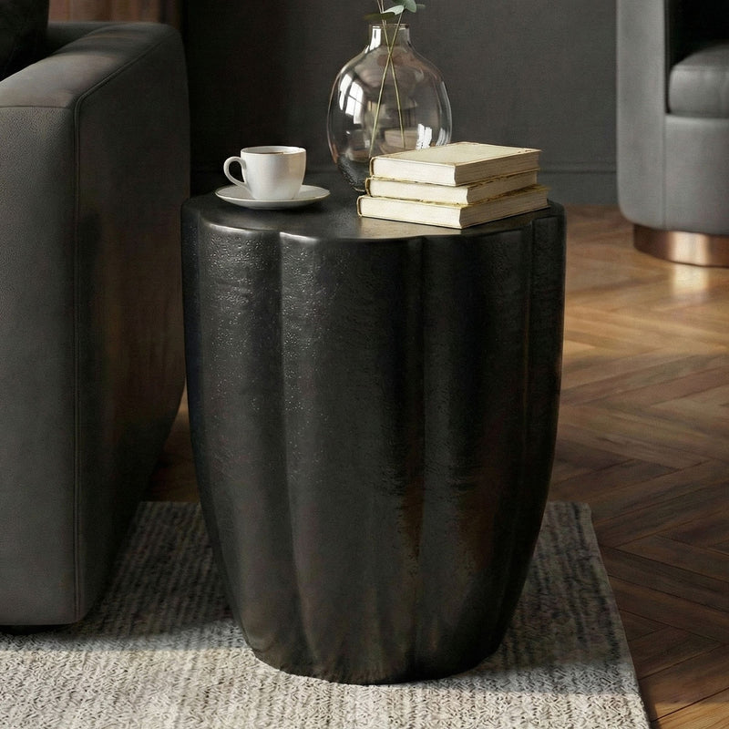 Beistelltisch Aluminium Schwarz 41 cm, runder Sofatisch von Wohnling