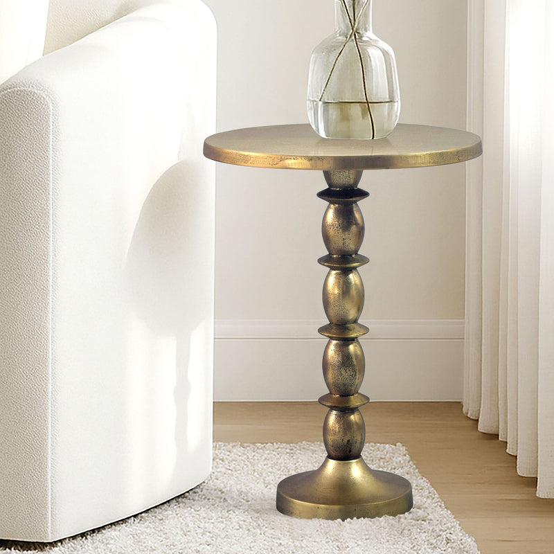 Beistelltisch Gold Aluminium 40 cm Raw-Finish für Wohnzimmer und Flur