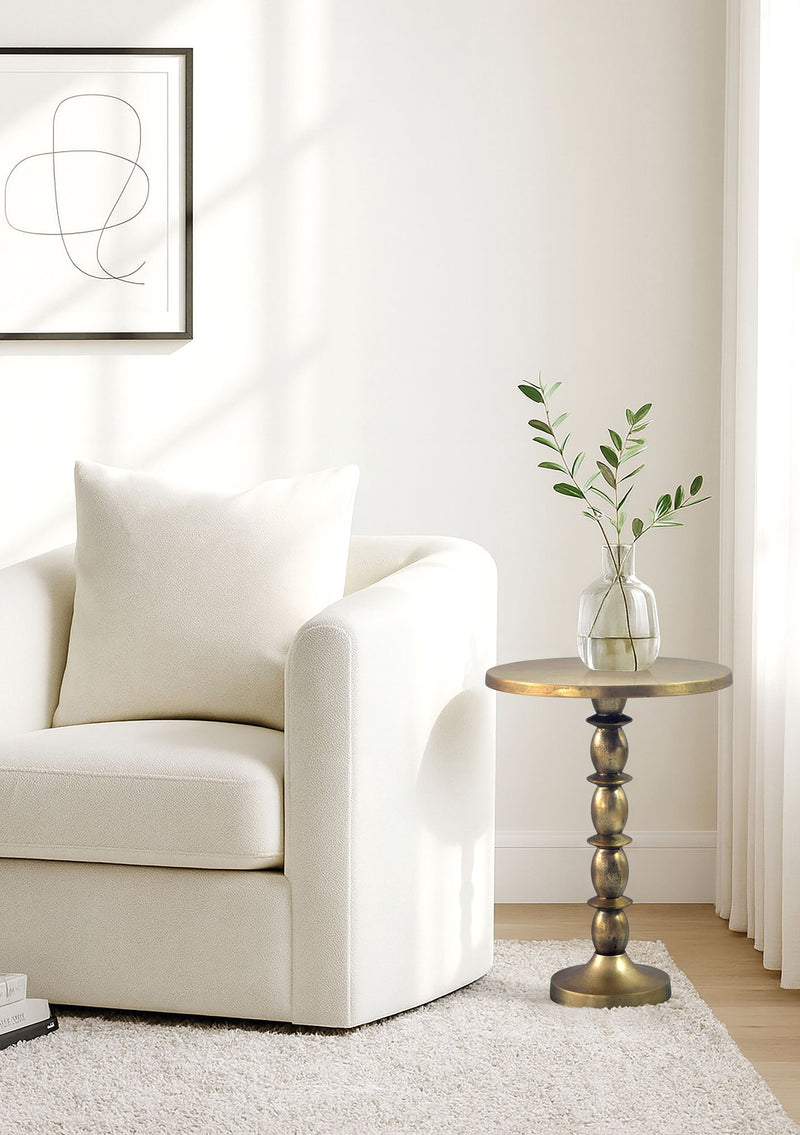Beistelltisch Gold Aluminium 40 cm Raw-Finish für Wohnzimmer und Flur