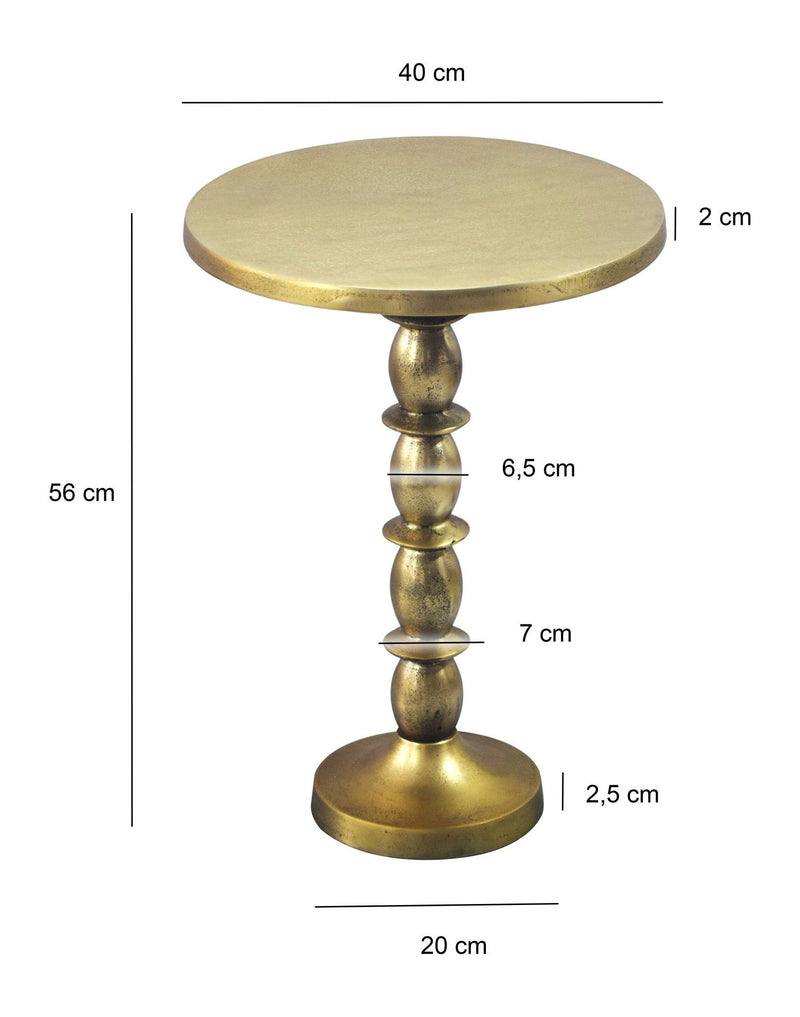Beistelltisch Gold Aluminium 40 cm Raw-Finish für Wohnzimmer und Flur