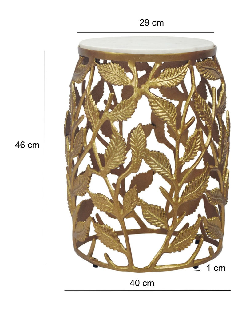 Beistelltisch Gold mit Marmorplatte, rundes Alu-Design von Wohnling