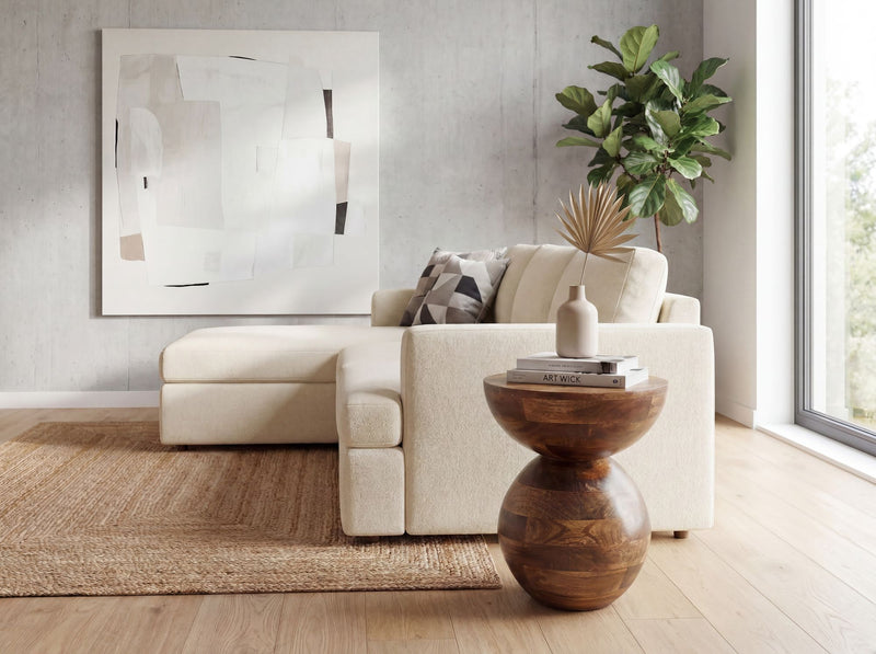 Beistelltisch Mango Massivholz rund, Design-Anstelltisch Natur