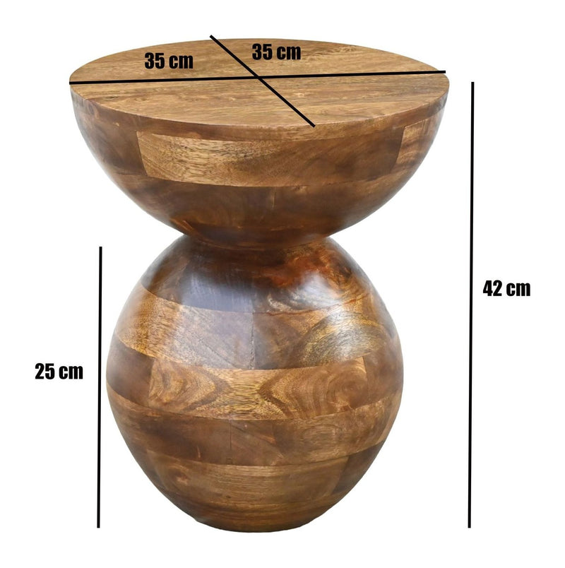 Beistelltisch Mango Massivholz rund, Design-Anstelltisch Natur