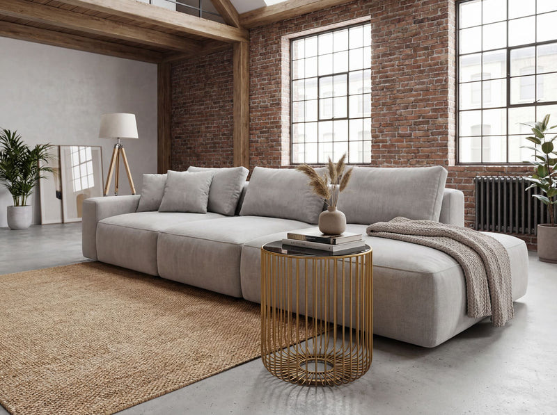 Beistelltisch Gold Rund: Filigrane Glas-Metall-Gitteroptik