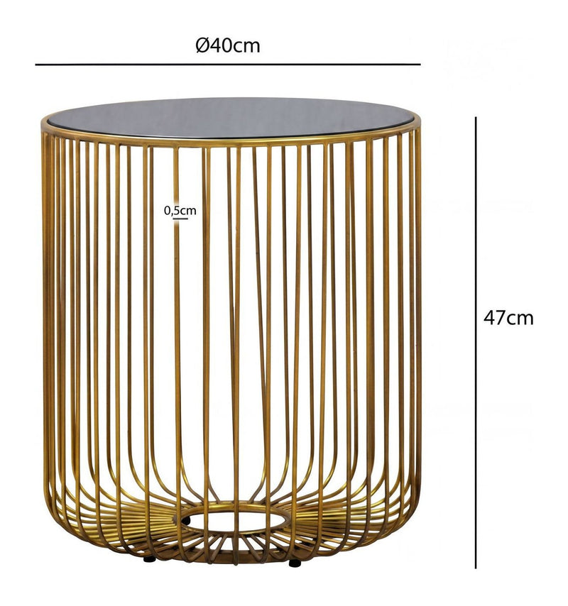 Beistelltisch Gold Rund: Filigrane Glas-Metall-Gitteroptik
