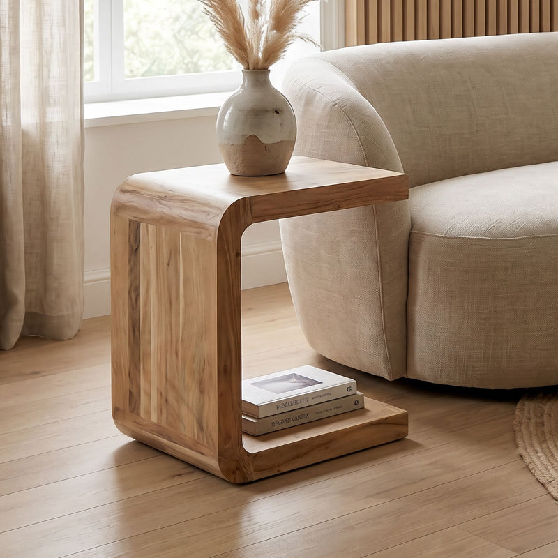 Beistelltisch C-Form Akazie Massivholz, 45x45x45 cm, Wohnzimmer