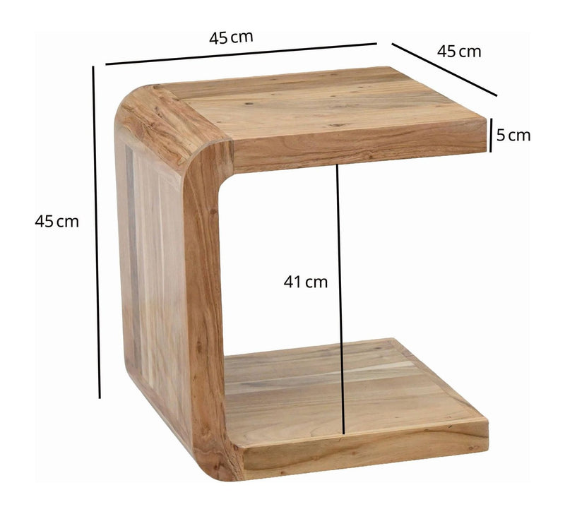 Beistelltisch C-Form Akazie Massivholz, 45x45x45 cm, Wohnzimmer