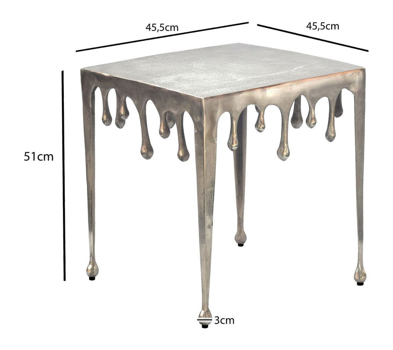 Beistelltisch Drops Silber aus Aluminium von Wohnling, quadratisch