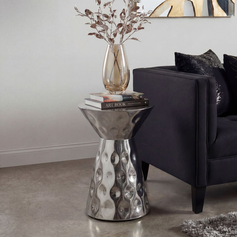 Beistelltisch Alu Rund Silber 36 cm - Handmade Loungetisch