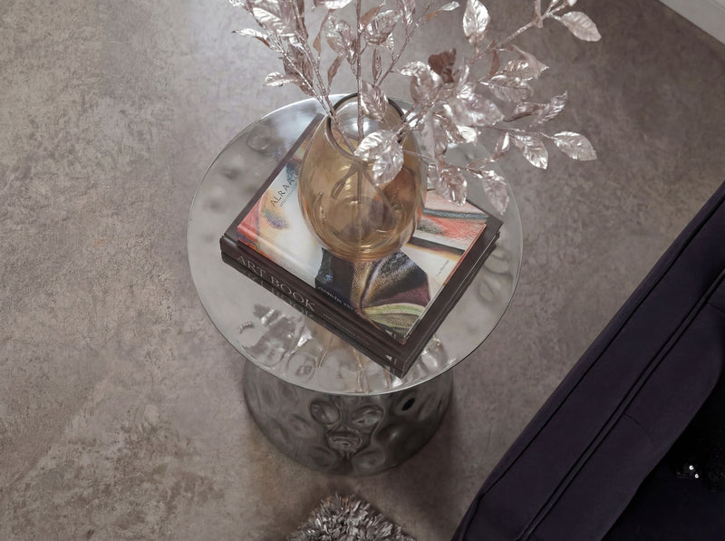 Beistelltisch Alu Rund Silber 36 cm - Handmade Loungetisch