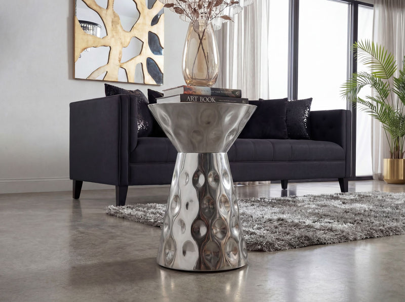 Beistelltisch Alu Rund Silber 36 cm - Handmade Loungetisch