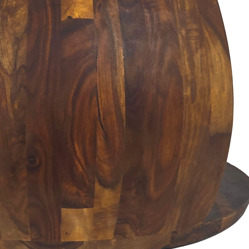 Couchtisch Sheesham Massivholz rund mit Ablagefach, Wohnling